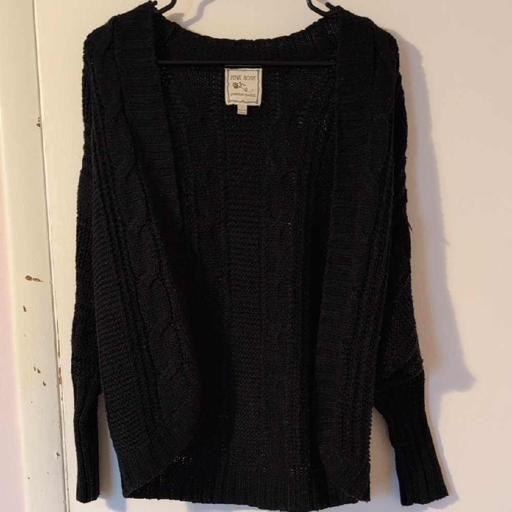 Anne Klein Black Open Front Cardigan